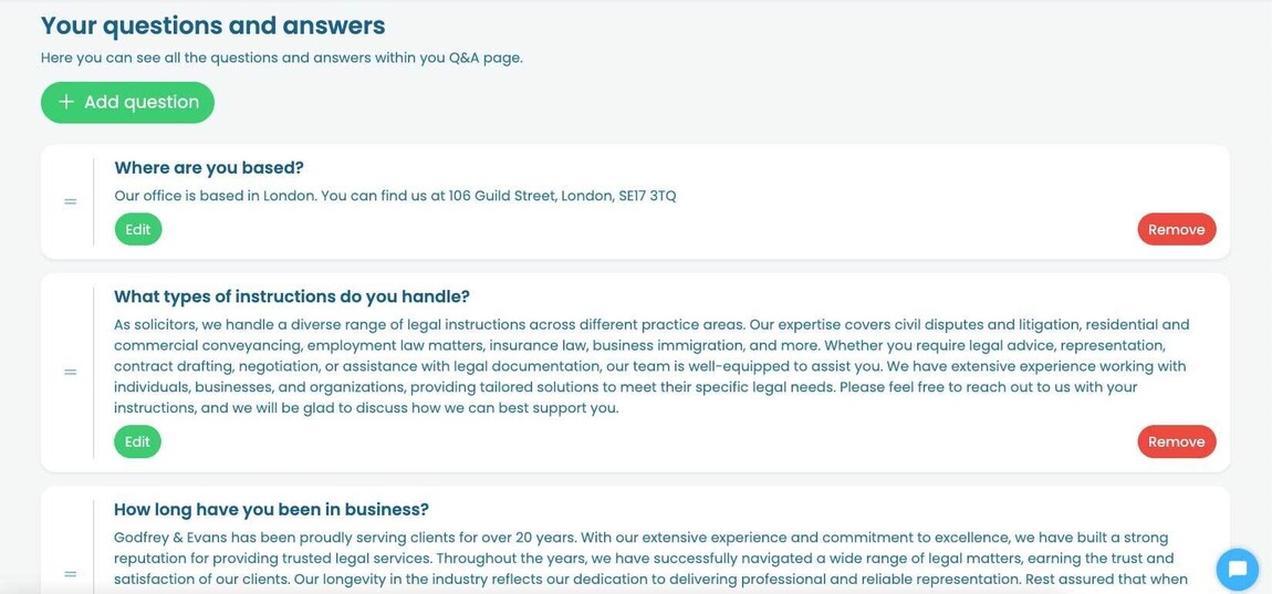 Improved FAQ management experience