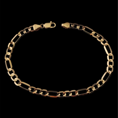 9ct yellow gold figaro bracelet