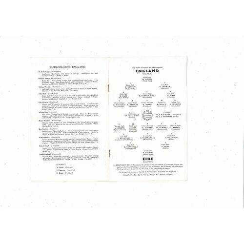 1963 England v Eire Schools International Football Programme @ Leicester City
