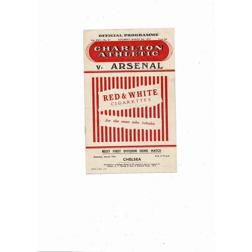 1954/55 Charlton Athletic v Arsenal Football Programme