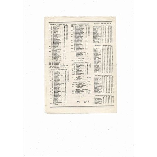 1955/56 West Ham United v Leicester City Football Programme