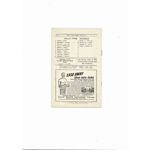 1950/51 Fulham v Blackpool Football Programme