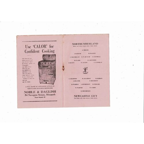 Northumberland County v Newcastle Northern Police Cup Final Programme 1957/58