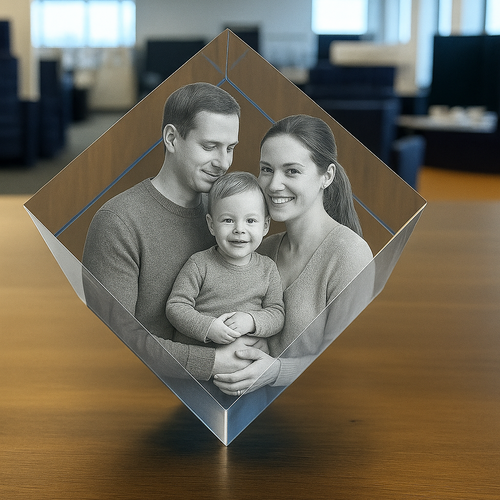The Stunning 3D Iona Ocean Blue Colour Cube Crystal