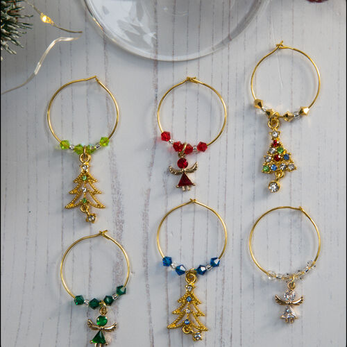 Christmas Angels & Trees Wine Glass Charms