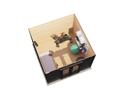 3.0mtr x 3.0mtr 44mm walled Flat Roof Cabin