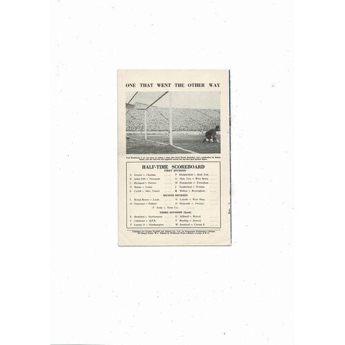 1955/56 Chelsea v Burnley Football Programme