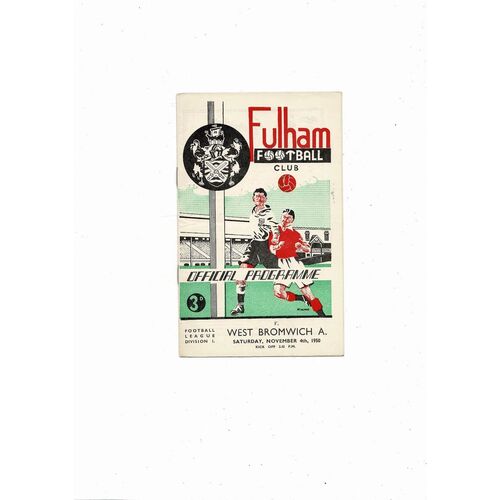 1950/51 Fulham v West Bromwich Albion Football Programme