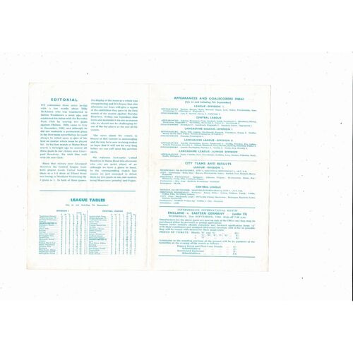 Manchester City v Newcastle United Central League Football Programme 1960/61