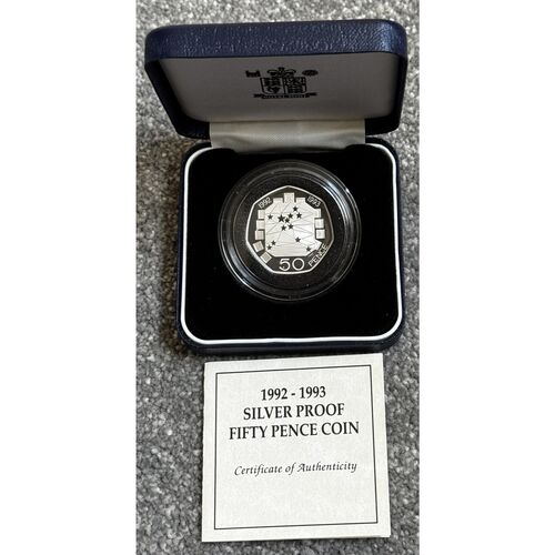 1992-1993 FDC Silver Proof Fifty Pence Coin - 13.5g