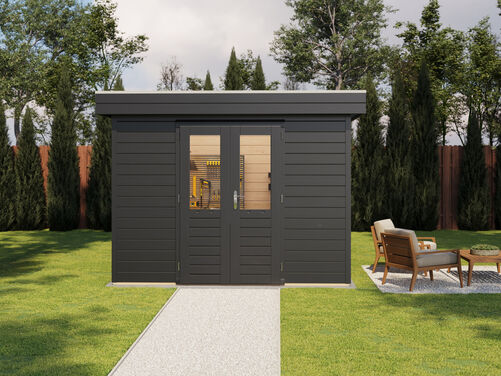 3.0mtr x 1.8mtr 28mm walled Flat Roof Cabin