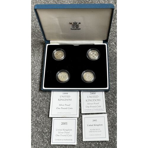 1999-2002 - 4 Coin Silver Proof £1 Coin Set - 38g