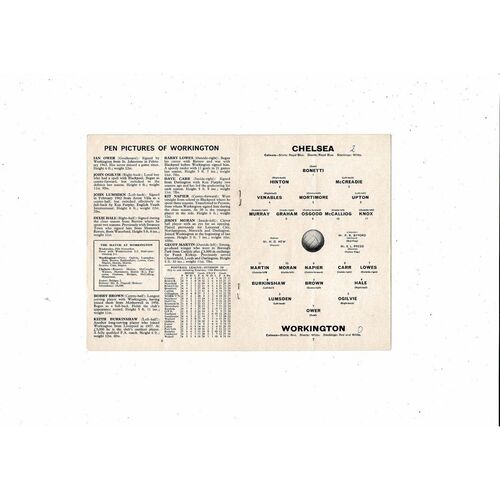 1964/65 Chelsea v Workington League Cup Replay Football Programme