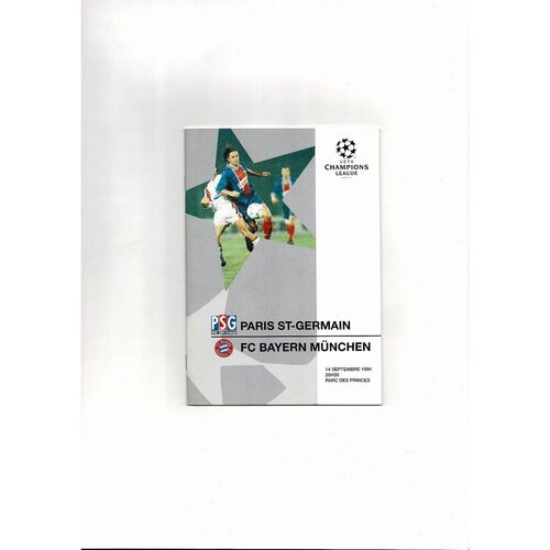 Paris St Germain v Bayern Munich UEFA Champions League Football Programme 1994/95
