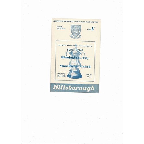 1957 Birmingham City v Manchester United FA Cup Semi Final Programme
