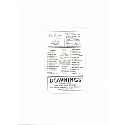 1965/66 Barnsley v Bradford Park Avenue Football Programme