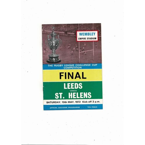 1972 Leeds v St. Helens Rugby League Challenge Cup Final Programme & Match ticket