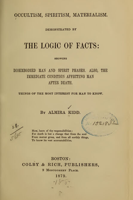 1879 | Occultism, Spiritism, Materialism