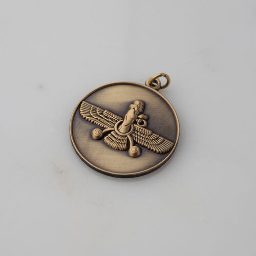 Round Pendant. Vintage Bronze Farvahar Design.