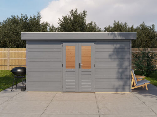 4.2mtr x 3.0mtr 44mm walled Flat Roof Cabin