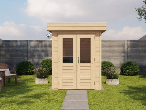1.8mtr x 1.8mtr 28mm walled Flat Roof Cabin