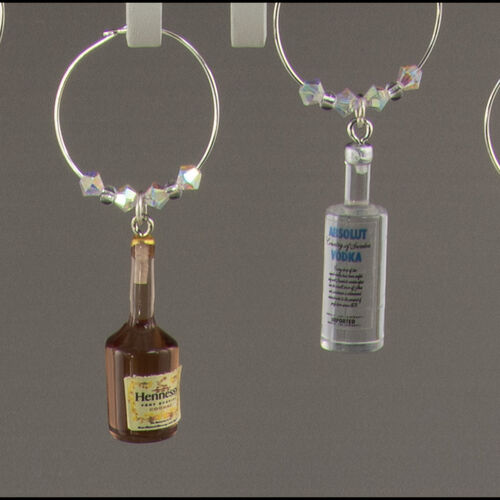 Beer & Spirits Wine Glass Charms with Preciosa Crystal Beads