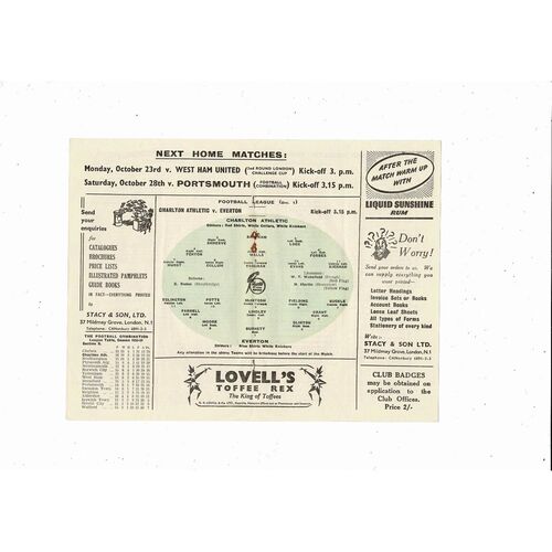 1950/51 Charlton Athletic v Everton Football Programme