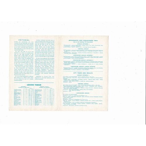 Manchester City v Bury Central League Football Programme 1960/61