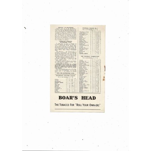 1956/57 Charlton Athletic v Bolton Wanderers Football Programme