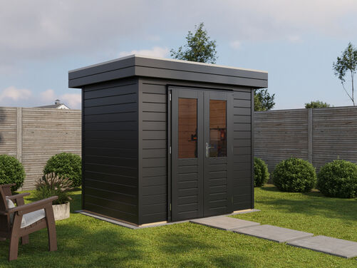 2.4mtr x 1.8mtr 28mm walled Flat Roof Cabin