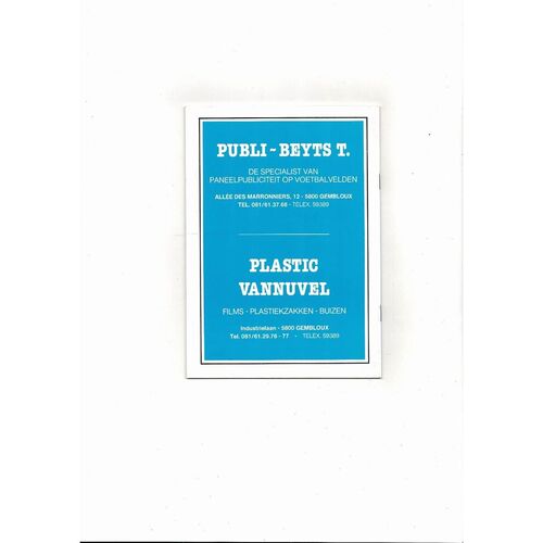 Club Brugge v Basel European Cup Football Programme 1980/81