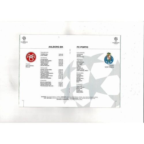 Aalborg v Porto UEFA Champions League Football Programme 1995/96