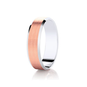 18ct 6mm TWO COLOUR diamond cut contrasting finish flat court ring