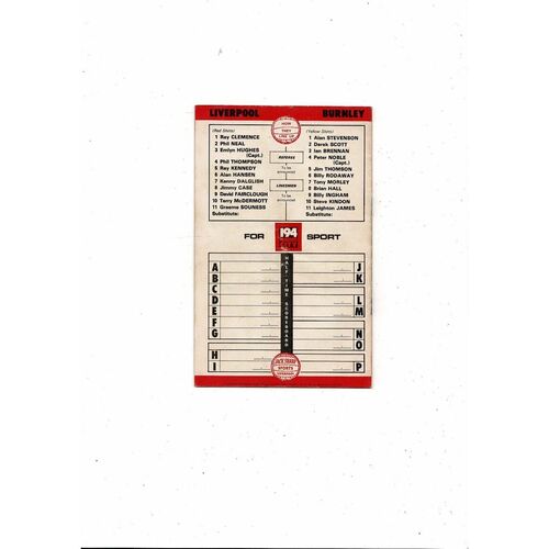 1978/79 Liverpool v Burnley FA Cup Football Programme