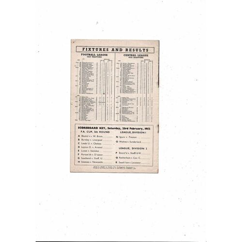 Manchester United v Manchester City Friendly Football Programme 1951/52