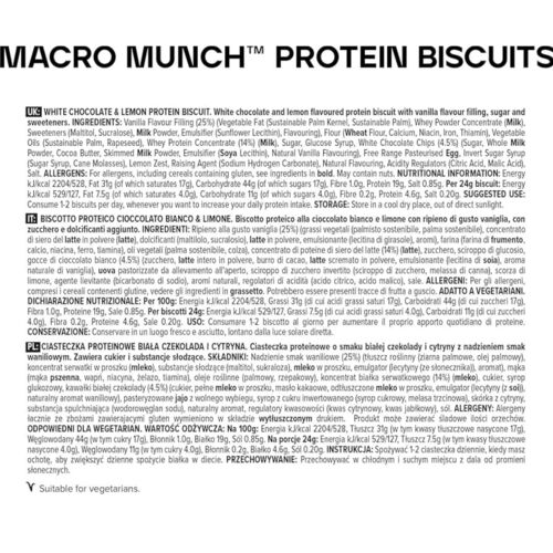 Bulk Macro Munch Protein Biscuits - White Chocolate & Lemon Flavour - 6 x 24g