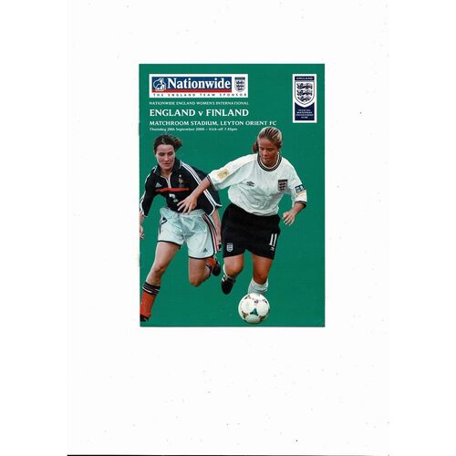 England v Finland 2000/01 Womens International Football Programme