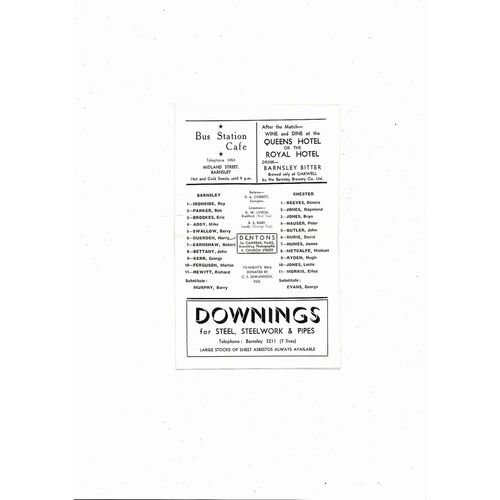 1965/66 Barnsley v Chester City Football Programme