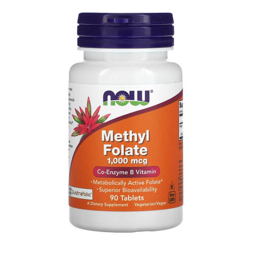 NOW Foods Methyl Folate 1000mcg Co-Enzyme B Vitamin- 90 Tablets