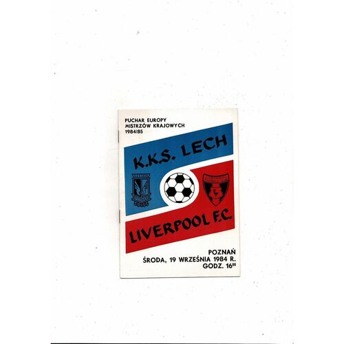 Lech Poznan v Liverpool European Cup Football Programme 1984/85
