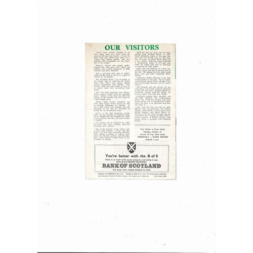 1968/69 Hibernian v Airdrie Football Programme