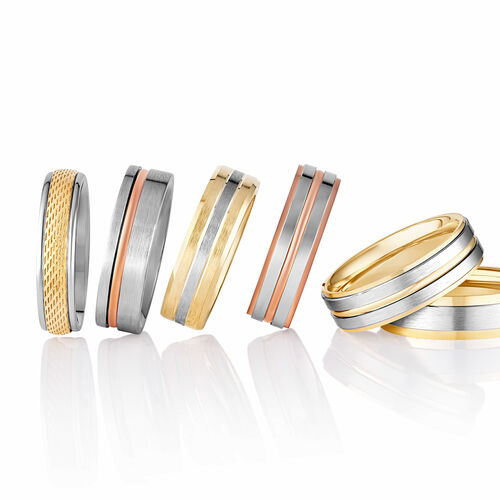 9ct 6mm TWO COLOUR diamond cut trye pattern ring