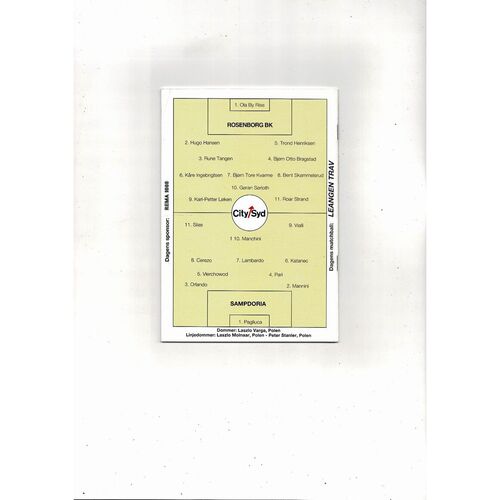 Rosenborg v Sampdoria European Cup Football Programme 1991/92