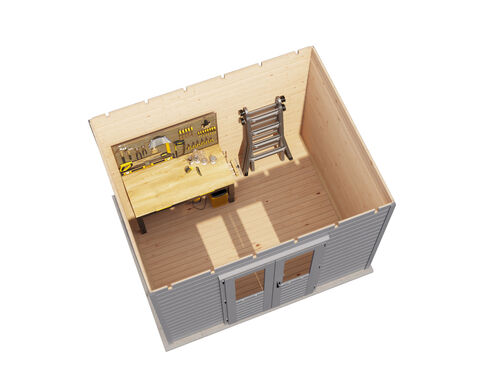 3.0mtr x 2.4mtr 28mm walled Flat Roof Cabin