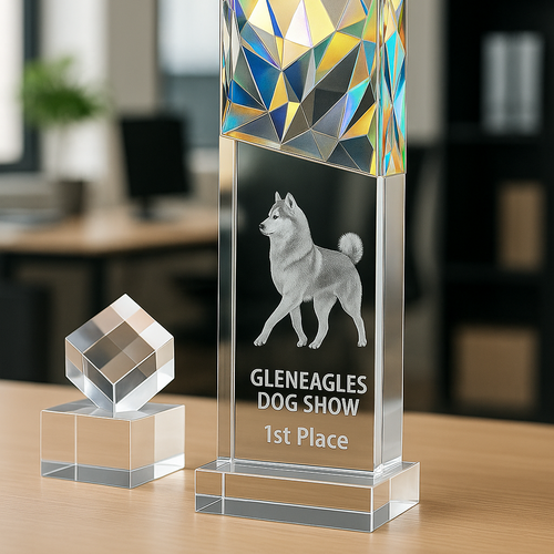 The Super Large Gleneagles 3D Tricolour Trophy, Award, Presentation Crystal