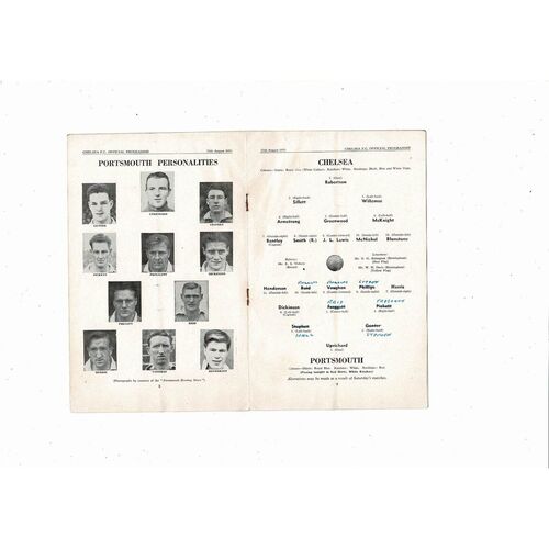 1953/54 Chelsea v Portsmouth Football Programme