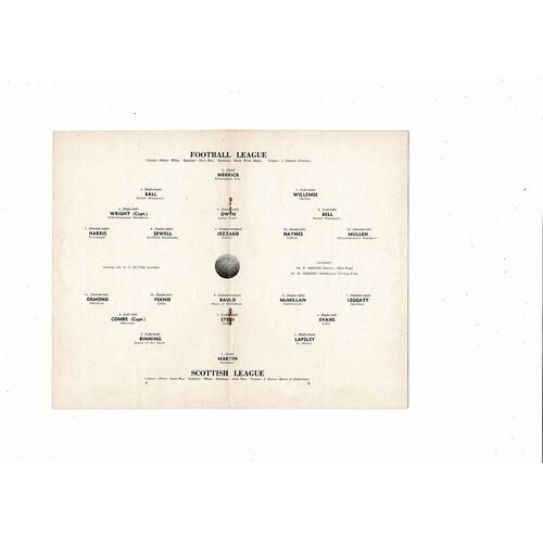 1953/54 Football League v Scottish League Inter League Tournament Programme