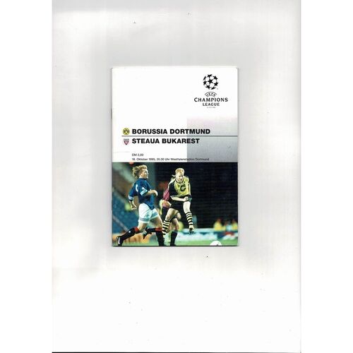 Borussia Dortmund v Steaua Bucharest UEFA Champions League Football Programme 1995/96