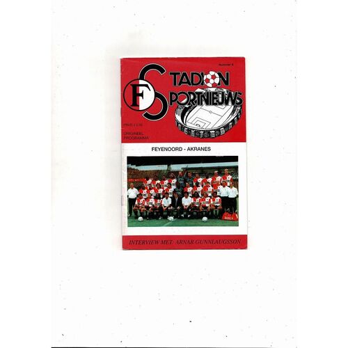 Feyenoord v Akranes European Cup Football Programme 1993/94