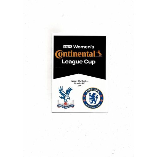 2019/20 Crystal Palace v Chelsea Womens League Cup Football Programme